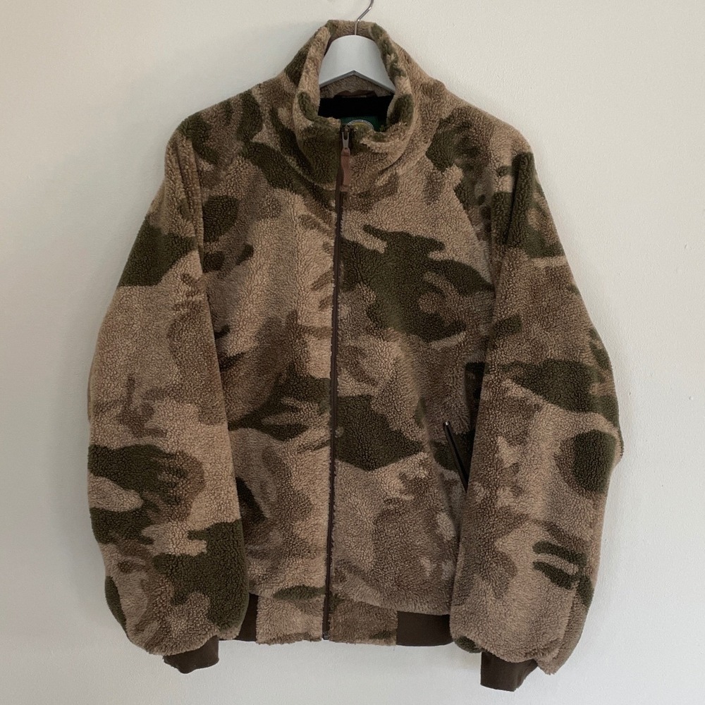 Cabelas Camo Fleece Jacket Full Zip Sherpa Lined Outdoor Gear Men Size M